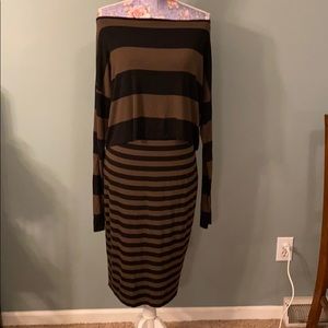 Bailey 44 Large Brown Black Striped Layered Dress 🍁